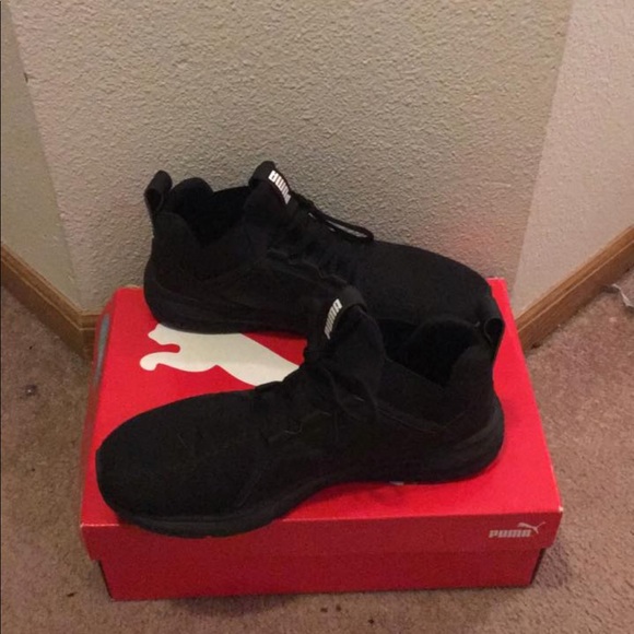 puma black tennis shoes womens